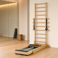 Barres murales de Pilates en bois durable avec sangles réglables, en bois d'érable et cuir, équipement de gym à domicile pour Pilates/Yoga (garantie 3 ans)
