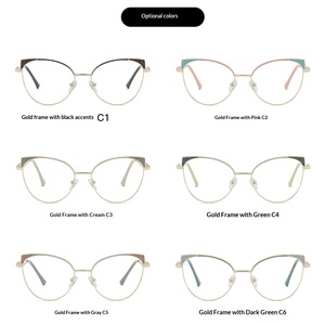 LG75 2026 Nouvelles <span class=keywords><strong>Lunettes</strong></span> de Lecture Anti-Lumière Bleue pour Femmes, Montures Métalliques Ovale Œil de Chat avec Dessus Peint et <span class=keywords><strong>Paillettes</strong></span>, Verres AC, Vente en Gros Usine - Product Image 3