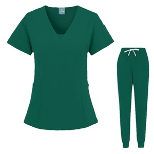 Women's Scrub <b>Set</b> Short Sleeve V-Neck Top With Pants For Nurses Doctors Clinics Pet Hospitals Beauty Salons HZM-503 - Product Image 5