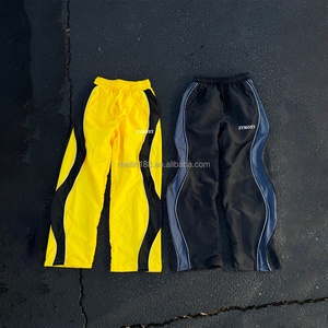 Custom Nylon Track <b>Pants</b> Lightweight Patchwork <b>Mesh</b> Breathable Design Lightweight 3m Reflective Nylon Windbreaker <b>Pants</b> Men - Product Image 1