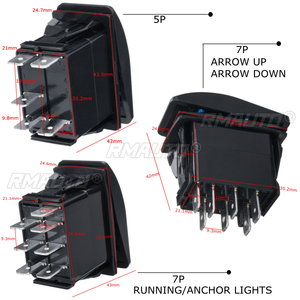 <b>12V</b> 24V Car Boat Caravan Rocker <b>Switches</b> Waterproof Rocker <b>Switch</b> Dual Blue LED Light Bar 4x4 Universal RIGHT Left SIDE LIGHTS - Product Image 6