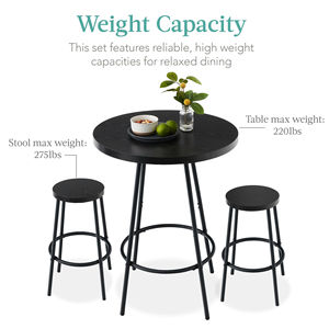 Cross-border modern minimalist round <b>bar</b> <b>table</b> and patio balcony casual dining <b>table</b> and chair set with wooden high stools - Product Image 3