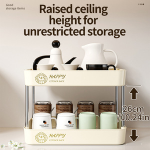 Étagère de rangement de cuisine Jinxian à 2 niveaux, porte-tasses pour tasses à thé et à café avec barres en acier inoxydable, multifonction - Product Image 3