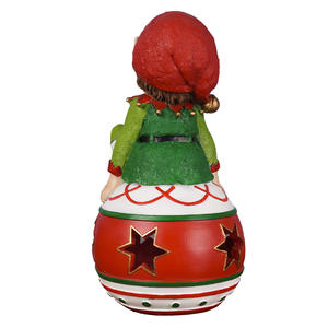 Christmas Home Decoration <strong>Elf</strong> Sitting Ball Resin Statue With LED Light Christmas Ornament Desktop Resin Craft <strong>ELF</strong> <strong>Figurines</strong> - Product Image 4