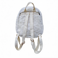 Sac à dos enfant personnalisé brodé, motif dessin animé mignon, petite capacité, sac d'école doux en fausse fourrure pour voyage en extérieur et usage quotidien