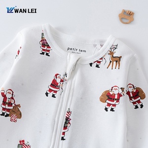 Toddler Christmas Romper Baby <strong>Santa</strong> Crawling Suit Ribbed 100 Percent Cotton Long Sleeve <strong>Onesie</strong> for Holiday - Product Image 2
