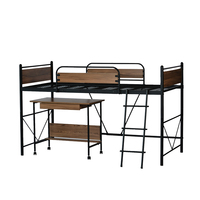 Lit superposé double en métal de style moderne avec échelle et barrière de sécurité pour salon - Vente en gros