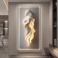 Peinture Murale Suspendue Abstraite Décorative Moderne Luxe Léger pour Hall d'Entrée ou Couloir, Lampe Murale à Relief Avancé avec Support sur Toile
