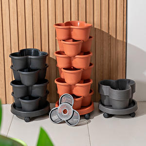 A31 Pot de fleurs vertical à fraises Design carré Utilisation au sol Ensemble de jardinage suspendu en plastique pour pépinière Fraises empilables - Product Image 3