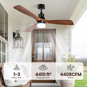 Ventilateur de plafond solaire moderne <span class=keywords><strong>Kaiten</strong></span> 52 pouces, 3 vitesses, lumière extérieure, batterie silencieuse, plastique réglable et patios de gazebo KP-WSCFL52 - Product Image 4