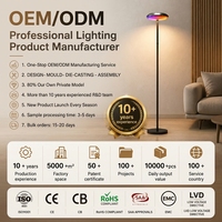 Lámpara de Pie Moderna Inteligente de 1500lm RGB+CCT LED Ambiental con Control Remoto de 36W y 180cm CRI 80 para Sala de Estar