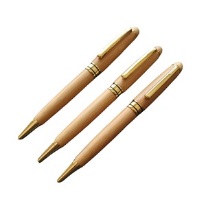 Stylo en bambou de luxe écologique avec logo personnalisé, stylo à bille en bois naturel de 1.0mm de largeur d'écriture avec clip en métal, cadeaux d'affaires - Product Image 4
