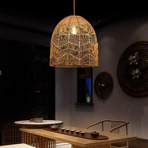 Lustre en <span class=keywords><strong>bambou</strong></span>, éclairage en <span class=keywords><strong>bambou</strong></span> naturel, abat-jour artisanal, lampes de lecture LED, luminaire de plafond en rotin fait main - Product Image 4