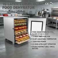 Déshydrateur alimentaire 16 plateaux en acier inoxydable 1200W, numérique et facile à utiliser, pour la transformation de mangues, citrons et bananes