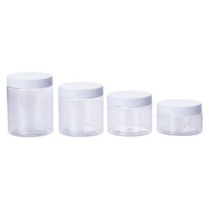 High Quality Plastic Jar Flower Tea Candy Container 68mm Wide Mouth Food Jar PET Plastic Packaging with White Black Lid