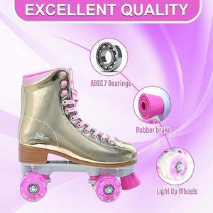 Vente directe d'usine Patins à roulettes Derby à tige haute en PU <span class=keywords><strong>pour</strong></span> adultes, roues lumineuses et étanches, design clignotant - Product Image 3