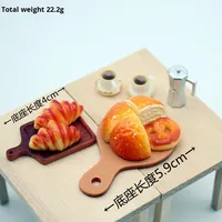 Accessoires pour maison de poupée Juqi, nourriture miniature, pain, petit-déjeuner, café, ensemble de modèles en résine, mini-jouet, 14 ans et plus, accessoires de photographie
