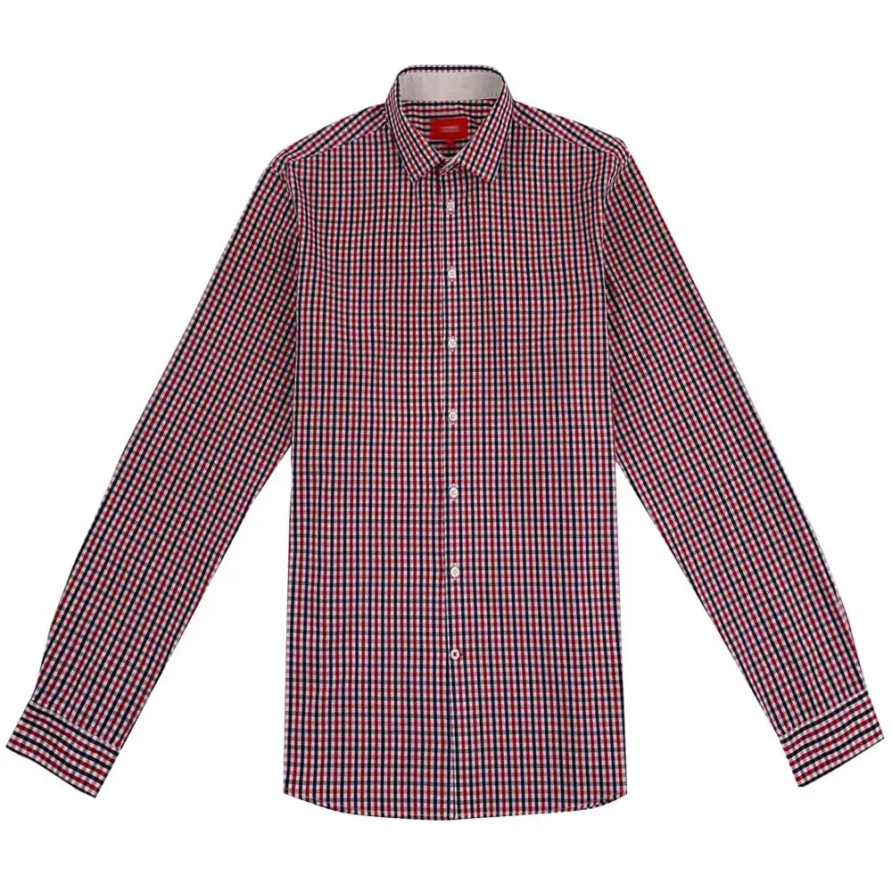 Factory Clothing Unisex Casual 100% Cotton Long-sleeved Dressing Shirt Long Sleeve Plaid Check Dress Men's Shirts