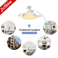 Ventilateur de plafond 1stshine de 42 pouces, qualité supérieure, haute performance, style luxueux, lames rétractables, avec éclairage LED