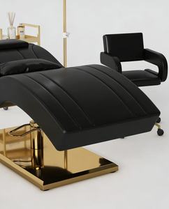 High Quality Salon Furniture Black Gold Cosmetic Salon Bed Set Luxury Modern Height Adjustable Eye Lash Bed with Chair - Product Image 5