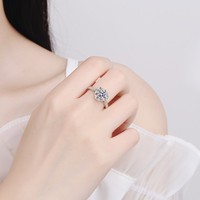 Bague en argent sterling 925 avec moissanite en forme de cœur, alliance de mariage et de fiançailles sertie à griffes, vente en gros de bijoux
