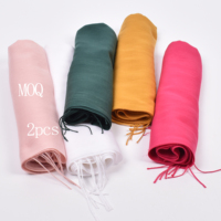 Nouvelle Écharpe à Pompons 2025 pour Femme, Châle Chaud en Cachemire Turc Couleur Unie, Écharpe Pashmina