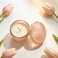 C&H 350ml Vente en gros Boîtes à bijoux en verre de luxe colorées personnalisées faites à la main de haute qualité Pots de bougies parfumées dorées Décoration d'intérieur
