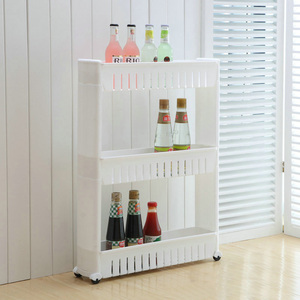 Slide Out Cart 3 Layer Slim <b>Trolly</b> Kitchen Storage Racks Kitchen Rack Plastic Rack With Wheels - Product Image 5