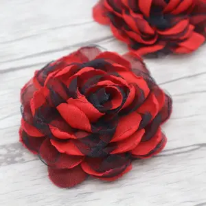 カスタム10センチメートルDecorative Artificial Handmade Chiffon Mesh Fabric Flower For Clothing