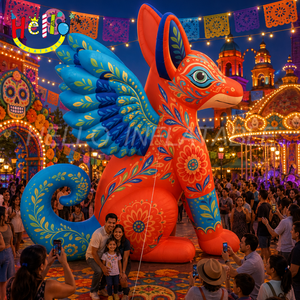 Escultura Inflable Gigante de Zorro Alado, Mascota de Animal Volador Colorido <span class=keywords><strong>para</strong></span> Decoración Exterior del Día de Muertos - Product Image 5