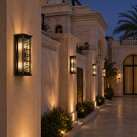 Applique murale extérieure décorative avec panneaux en acrylique texturés effet écorce pour l'éclairage de façade de villa