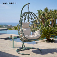 VANRIOS Fauteuil suspendu œuf circulaire en métal pour jardin, patio et intérieur, style brésilien, en rotin et corde, mobilier d'extérieur