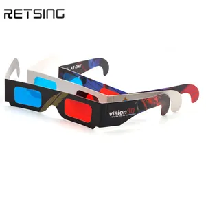 Anaglyph-Gafas de papel 3D con impresión personalizada, gafas de cartón rojo y azul de juego en 3D con vista, para cine
