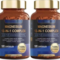Complejo de Vitaminas y Minerales ODM12 en 1, Complejo de Magnesio de 700 mg, Mejora la Absorción Sinérgica, Relajación Muscular, Cápsulas de Magnesio