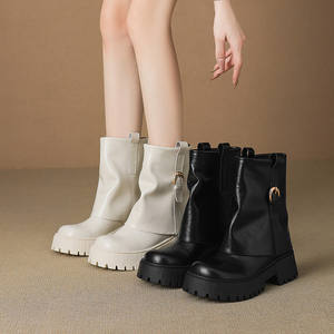 Botas de Moda Retro Coreanas Otoño-Invierno 2025, Botines de Tacón Alto con Hebilla y Punta Redonda - Product Image 2