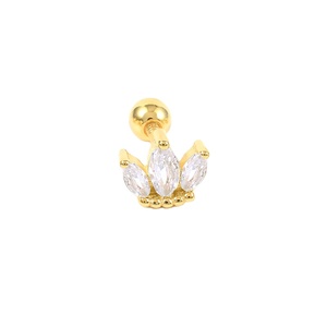 Rainbowking Jewelry for Women 925 Silver Cute Petite Crown Diamond <strong>Screw</strong> Spike Single <strong>Stud</strong> Earrings