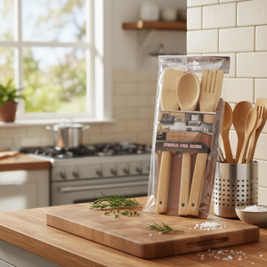 CASAMAX WL AZ-7006A Set di 3 Utensili da Cucina in Legno di Bambù Ecologici Antiscivolo Portatili Creativi e Durevoli - Product Image 3