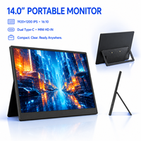 Moniteur portable 14 pouces, écran IPS 1920x1200, double USB C MINI HD-IN HDR, deuxième écran de jeu pour ordinateur portable