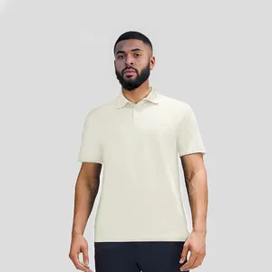 Projete seu próprio logotipo com lapela de manga curta em branco para homens, camisa polo de golfe esportiva de spandex lisa com ajuste seco