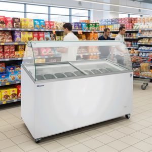 Congelador Comercial para Supermercado Klimasan de 467 L, 2 Puertas, 6 Estantes, Certificado CE, Enfriamiento por Aire, Vidrio Deslizante en Ángulo - Product Image 3