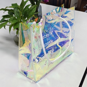 Sac de maquillage holographique en PVC laser, sac de maquillage arc-en-ciel scintillant, sac de voyage pour fille, sac fourre-tout transparent - Product Image 1