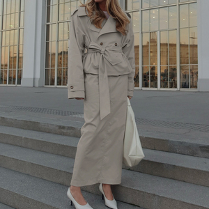 Elegante Completo <span class=keywords><strong>Donna</strong></span> Due Pezzi 2025, Set Gonna e Giacca, Trench Corto, Abbigliamento Autunno e Inverno - Product Image 2