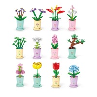 Lucky Mini Flowers, 12 Tipos de Sets de Bloques de Construcción, Ramos de Flores, Sets de Ladrillos, Decoración DIY para el Hogar y la Oficina, para Niños