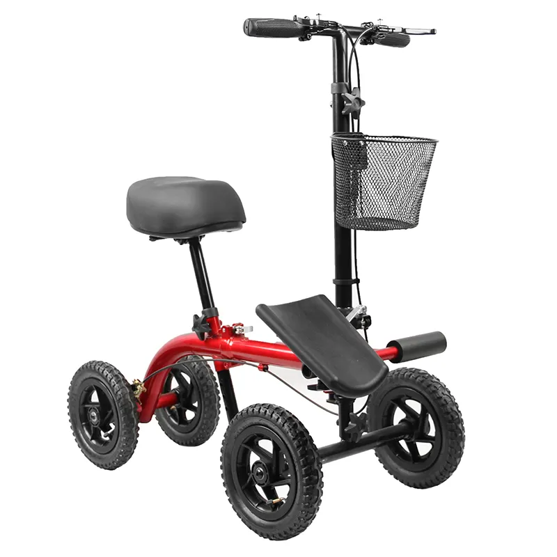 Folding Knee Walker 4-wheel Knee Scooter adjustable handle height With Basket Outdoor Knee walker for disabled