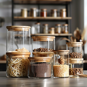 Frasco Hermético de Vidrio Borosilicato con Tapa de Bambú para Almacenamiento de Alimentos, Galletas, Dulces, Miel y Cereales - Soplado a Mano - Product Image 4