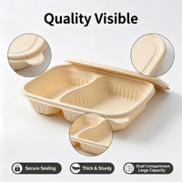 Boîtes alimentaires jetables à 2 compartiments, boîtes à lunch à emporter, étanches, compatibles micro-ondes, avec couvercles, pour la restauration à emporter