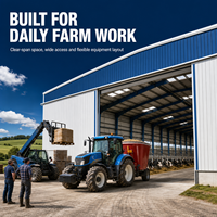 Bâtiment en acier préfabriqué pour machines agricoles 24x15m, galvanisé, résistant au froid et aux charges de neige, à faible coût pour le stockage de machines