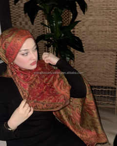 Ethnic Jacquard Bandanas Pashmina Tasselsウールスカーフカシミア付き卸売ジャカードタッセルウールスカーフカシミアHijab - Product Image 3