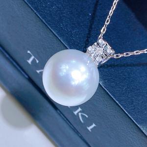 New 13-14mm Natural Gold <b>Bead</b> Pendant with T-shaped Diamond <b>Butterfly</b> Design Round Slightly Flawed Comes with Silver Necklace - Product Image 1