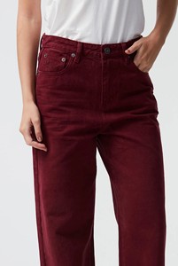 <span class=keywords><strong>Pantaloni</strong></span> Larghi a Vita Alta <span class=keywords><strong>Bordeaux</strong></span> da <span class=keywords><strong>Donna</strong></span> Vestibilità Comoda Casual Streetwear Moda Colore Rosso Jeans Lunghezza Intera - Product Image 4